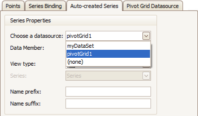 Set a pivot grid as a chart's data source