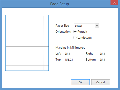 Page Setup dialogue