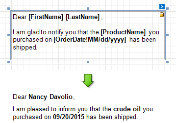 Example of embedded dynamic data