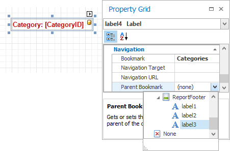 Setting up the Parent Bookmark property