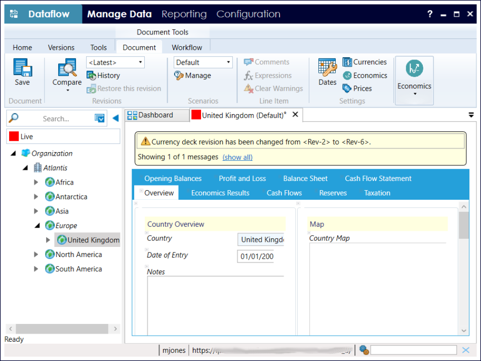 Manage Data workspace