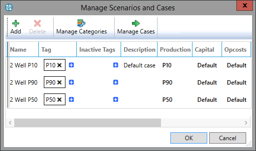 Manage Scenarios window