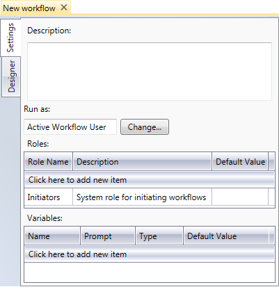 Newly created workflow