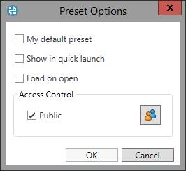 Preset Options dialog