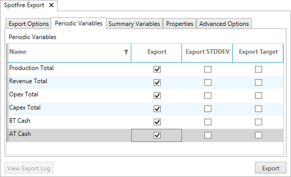 Choose Export Options tab