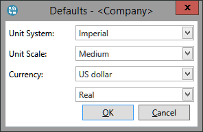 Defaults dialog