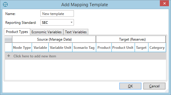 Add Mapping Template window