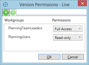 Version Permissions dialogue with access set up