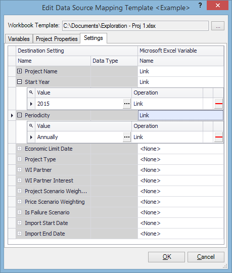 Edit Mapping Template window