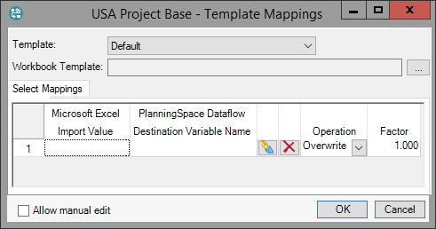 Template Mapping window