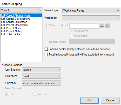 Select Mapping window