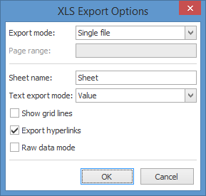 XLS-specific export options