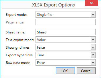 XLSX-specific export options