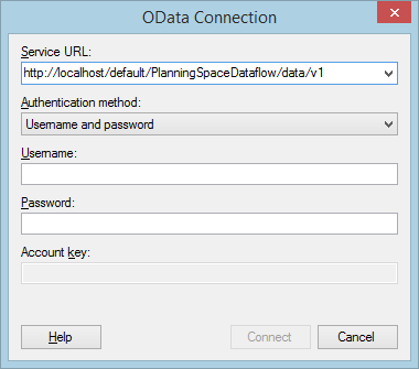 The OData Connection window