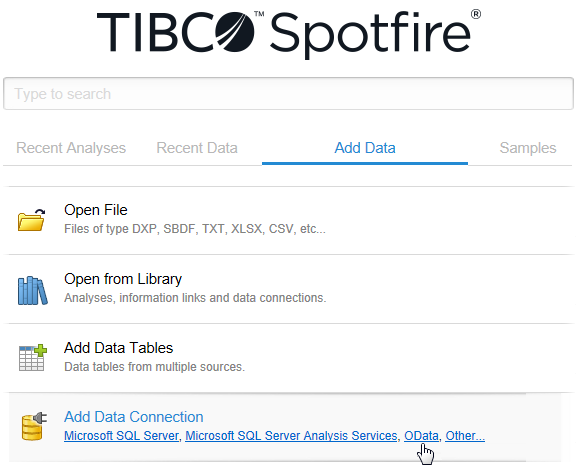 Under Add Data Connection, click on OData.