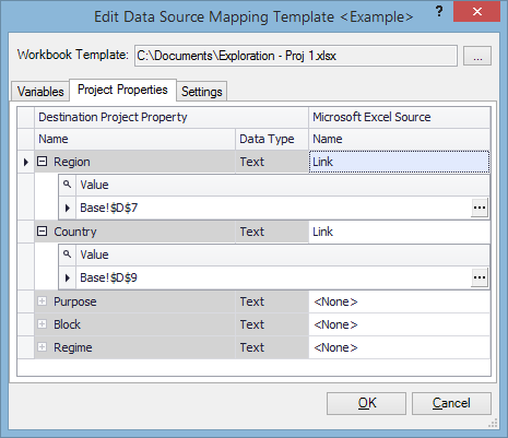 Edit Mapping Template window