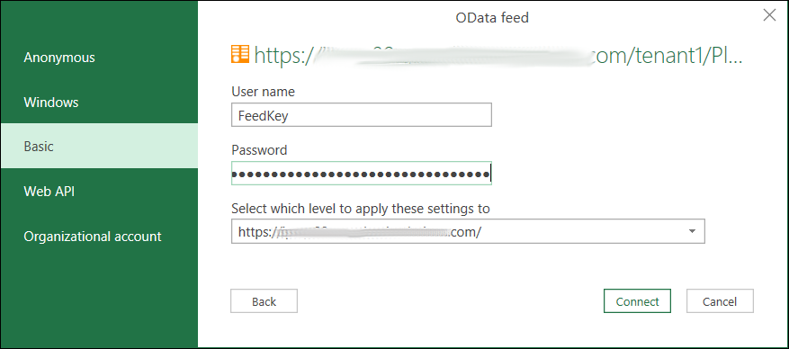 Excel-OData-feed-authenticate-APIKey