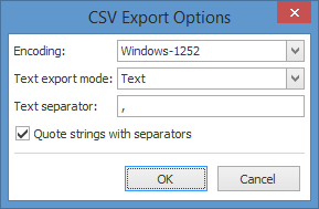 CSV-specific export options