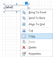 Context menu for a label