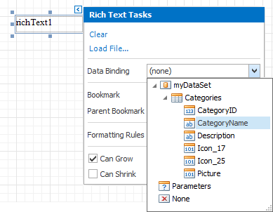 Selecting a data field via Smart Tag