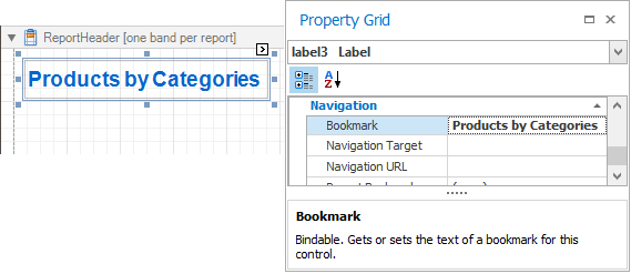 Setting up the Bookmark property