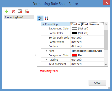 Formatting Rule Sheet Editor