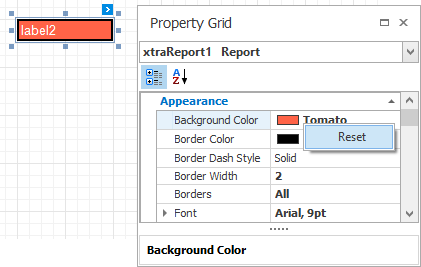 Resetting a value of a control's appearance property