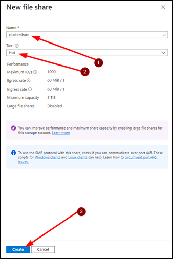 Azure Storage Account New File Share