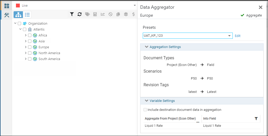 Dataflow Document Data Aggregator blade