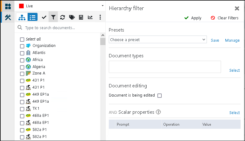 Dataflow-ManageData-Document-HierarchyFilter