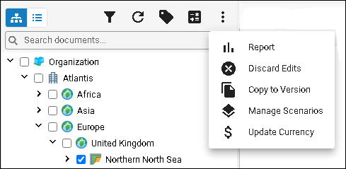 Hierarchy viewer toolbar with overflow menu