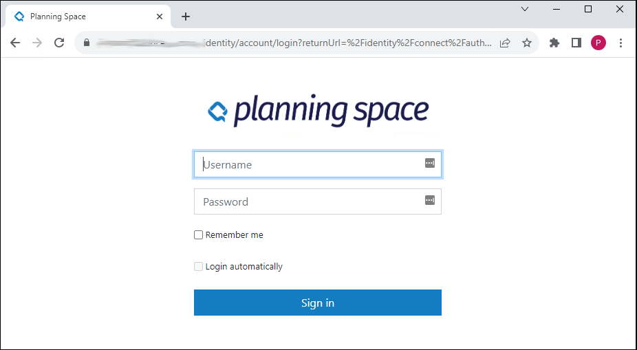 Planning Space Web login to tenant