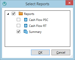Select Reports window